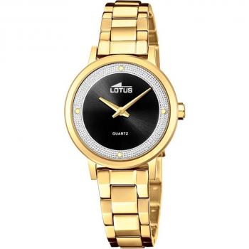 Lotus Trendy 18893/4 Reloj de Mujer con Esfera Negra y Caja de Acero Inoxidable 316L Dorado