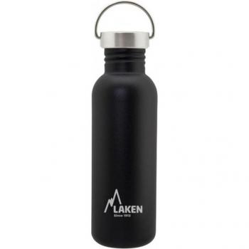 Laken Basic Steel Vintage - Botella de Agua 0.75L en Acero Inoxidable con Asa. Negro