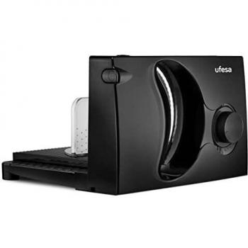 Ufesa CF0918 Katana Cortafiambres Eléctrico con Cuchilla de Acero Inoxidable Extraíble, 170mm de Diámetro, Regulador de Grosor 0 a 15mm, Botón de Seguridad, Base Plegable y Extraíble, 150W