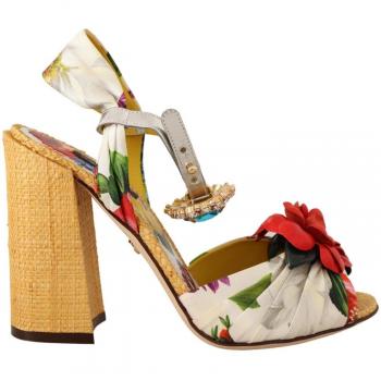 Dolce & Gabbana Multicolor Crystal Keira Sandals Silk Shoes - EU40/US9.5