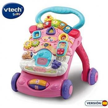 VTech - Correpasillos Andandín 2 en 1, Diseño Mejorado, Andador Bebé InTeractivo Plegable y Regulador de Velocidad, Color Rosa