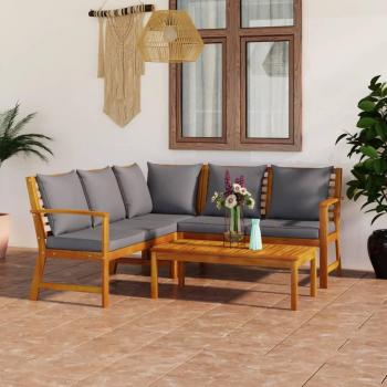 4-Piece Acacia Wood Garden Lounge Set with Cushions