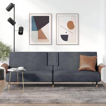Sofá cama con portavasos terciopelo gris oscuro vidaXL