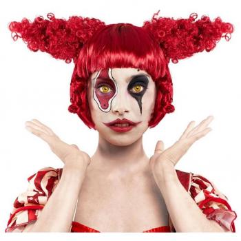 Peluca de Payasa Moños rojo adulto