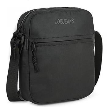 Lois - Bandoleras Hombre - Bolso Hombre Bandolera Ajustable - Bandolera Hombre Poliéster - Bolso Bandolera Hombre para Uso Diario. Bolso de Hombre Pequeño 311021, Negro