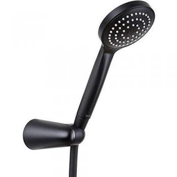 TATAY Kit Alcachofa Ducha Verona con Soporte y Manguera 1.5M, 10 cm de Diámetro, de ABS, 1 posición, Sistema de Ahorro de Agua y Antical, Fácil Limpieza, Negro