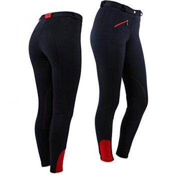 qhp de equitación para mujer Modelo Base Negro + Azul Marino + Blanco Plástico de la rodilla., color marine, tamaño 40