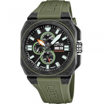 Reloj Lotus Hombre 18976/1 Cronógrafo de Cuarzo con Correa de Caucho Verde y Caja de Fibra de Carbono Negra