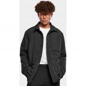 Urban Classics Men's Padded Nylon Shirt Jacket - Black, XL