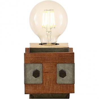 Lámpara de mesa Nilaska, 1 luz, 10 cm, Vintage en Negro hecho de Metal y madera para Salón & Comedor (E27) de Lindby