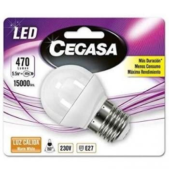 Bombilla LED Esférica Cegasa E27 5,5W A+ Luz Cálida 2700K