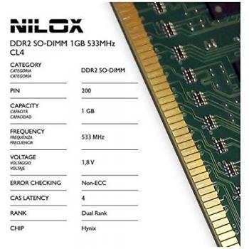 Nilox Memoria RAM DDR2 SO-DIMM de 1 GB, 533 MHz, CL4, Verde