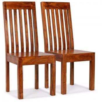 vidaXL Dining Chairs 2 pcs Solid Wood with Honey Finish Modern