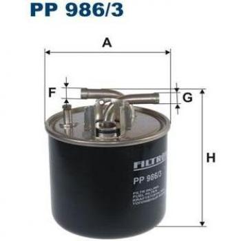 Filtro de combustible FILTRON PP 986/3, tipo de producto: Filtro de combustible, características: diseñado para eliminar impurezas del combustible, compatible con diversos modelos de vehículos, fabricado con materiales de alta calidad para garantizar d