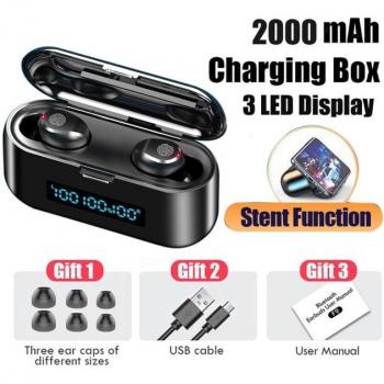 Auriculares TWS Inalámbricos Bluetooth con Pantalla LED, Estuche de Carga 2000mAh, Deportivos, Resistentes al Agua y Control Táctil