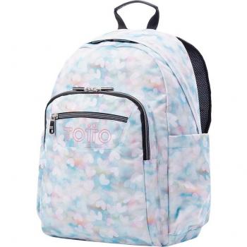 Mochila Escolar Totto Acuarela con Diseño de Corazones Pastel
