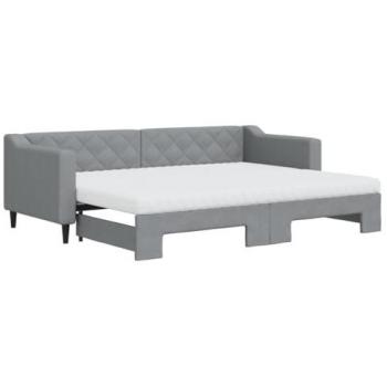 Sofá cama nido con colchón tela gris claro 80x200 cm