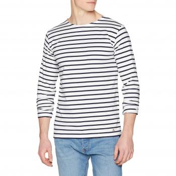 Camiseta de Patrimonio Armor-Lux Plozévet para Hombre de Manga Larga, Blanca, Talla Mediana