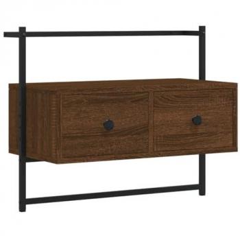 Mueble TV de pared madera ingeniería marrón roble 60,5x30x51 cm