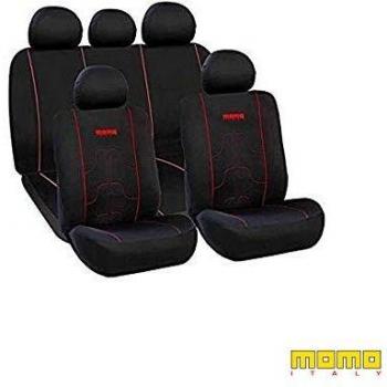 MOMO SC021BR Fundas Asientos para Coches, Negro/Rojo