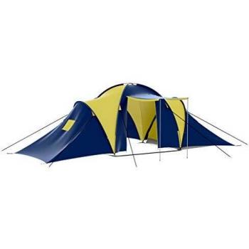 vidaXL Camping Tent Polyester 9 Persons Blue-yellow