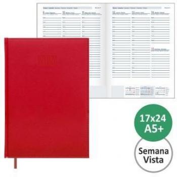 Agenda 17x24 Creta 2024 día página tapa acolchada roja