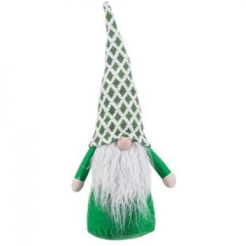 Adorno Navideño Tejido Papá Noel 48 cm Blanco Verde Arena