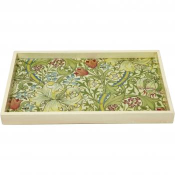Fundashop FCPV34 - Bandeja china decorada en morris, madera, color hueso y gris