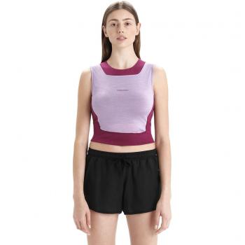 Icebreaker Zoneknit Cropped Bra-Tank Femenino Rosa con tejido de lana merino, diseño sin mangas, ajuste cómodo y transpirable, ideal para actividades al aire libre y uso diario