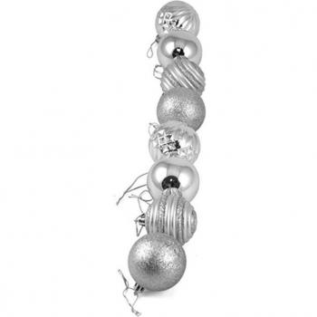 Adorno Navideño Tubo 8 Bolas Plata Ø6 cm