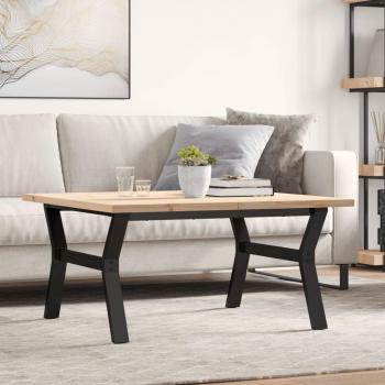 Mesa de centro Salotto Y-frame 90x90x45,5 cm Pino macizo y hierro fundido