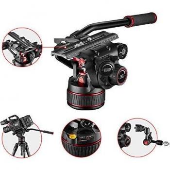Manfrotto Nitrotech Fluid Video Head for DSLR, Mirrorless, Video and Cinema Cameras - Continuous Counterbalance System 4-12 kg - Variable Continuous Fluid Drag System - 12 Kg Payload - MVH612AH