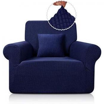 TAOCOCO Funda de Sofá Antideslizante Funda Sofá Jacquard Funda Elástica Protector de Muebles Lavable Antiácaros Antiarrugas（1 Plaza, Azul Oscuro）