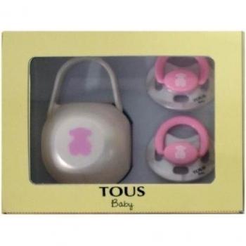 Tous Baby Set 2 Chupetes + Portachupetes Ref. BEAR-302 Color 047 Osito Rosa