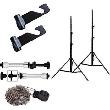 FotoQuantum StudioTools Set de soporte de fondos: gancho con espita, pie de iluminación 2.8m y expansor, cadena de metal y contrapeso