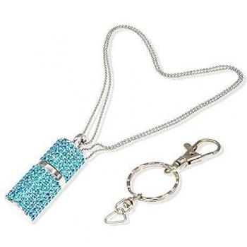 Memoria USB 16GB Pen Drive Joyas 16 GB USB 3.0 Pendrive Cristal Bling Diamante de Imitación Flash Drives Collar Azul Memorias Externo Stick con Portátil Llavero Regalo Almacenamiento por Kepmem