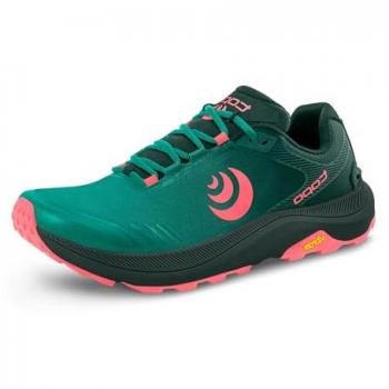 Zapatillas Topo Athletic MT-5 mujer, color verde esmeralda/negro/rosa, talla 37.5, para trail running, cómodas, ligeras, acolchadas y duraderas con cordones de 5