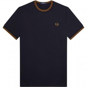 Fred Perry Men's Twin Tipped T-Shirt - Navy/Dark Caramel - Size 2XL
