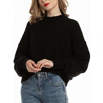 Jersey Punto Mujer Negro Jersey Basico Suelto Camiseta Manga Larga Sueter Invierno Jerseys Cuello Redondo Casual Sudadera