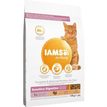 IAMS for Vitality Sensitive Digestion Adult & Senior Turkey Dry Cat Food - 10 kg