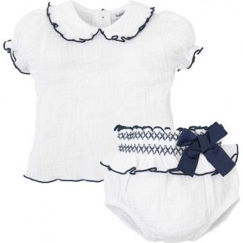 Conjunto de bebé niña en color marino confeccionado en algodón liso