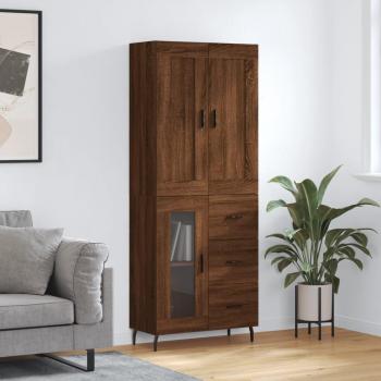 Aparador alto de madera multicapa marrón roble 69,5x34x180 cm