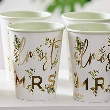 Ginger Ray Almost Mrs Paper Cups Wedding Paquete de 8, papel, Boda