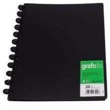 Grafoplás 39392010. Carpetas de Fundas Extraíbles, Grafo In, 20 Fundas, A4, Negro, Mecanismo de Discos.