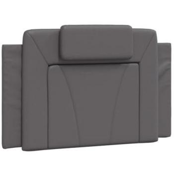 Cabecero Acolchado de Cama en Cuero Sintético Gris 90 cm