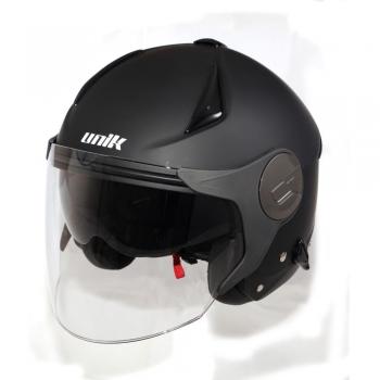 UNIK - UH001 Casco Jet Negro Mate con Pantalla Solar interior