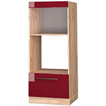 Vicco Armario para microondas Fame-Line, Rojo Burdeos alto brillo/Roble Dorado, 60 cm abierto