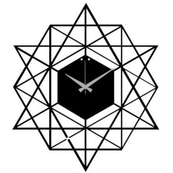 Reloj de Pared Geométrico 44, Metal Negro, 51x0,15x58 cm