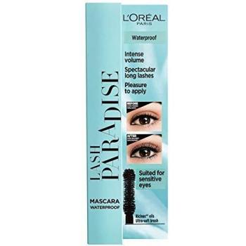 Máscara de Pestañas L'Oréal Paris Lash Paradise Waterproof, Color Negro, Efecto Volumen y Longitud, Resistente al Agua