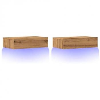 Muebles de TV con luces LED 2 uds roble artisan 60x35x15,5 cm